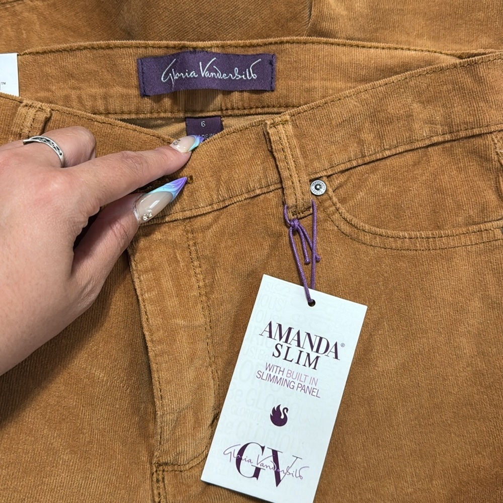 Gloria Vanderbilt Amanda - Women's Standard High-Rise Slim Corduroy Pant NWT - Picture 6 of 9